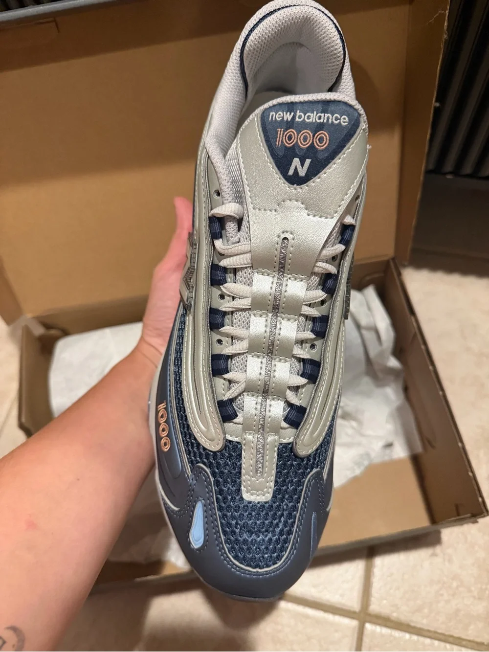 New Balance Men’s Navy and Silver Running Sneakers